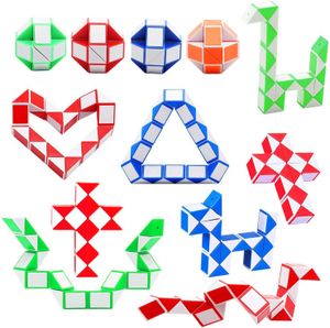 12 Stück 3D Puzzle Magische Schlange Spielzeug, 24 Blöcke Mini Schlange Würfel,Magische Geschwindigkeit Würfel für Kinder Party, Party Favors (Zufällige Farbe)