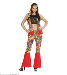 Kostüm Hippie - Verkleidung Hippy Frau Flower Power Dame S - 34/36