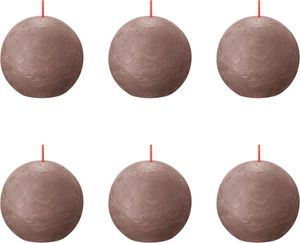 Bolsius - Rustikale Kugelkerze - Ø76mm - Rustikales Taupe - Vorteilspack - 6 Stücke