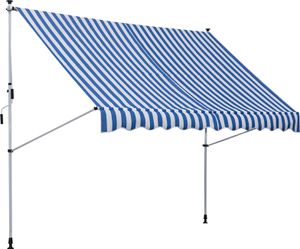 Outsunny Markise Klemmmarkise Faltarm Handkurbel Balkon 3x1,5m Alu Blau
