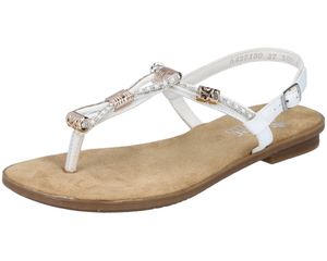 Rieker Damen Zehentrenner Sandale Blockabsatz Sandalette 64271, Größe:37 EU, Farbe:Weiß