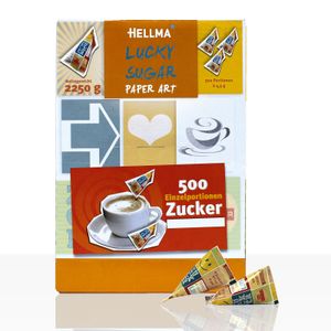 Hellma Lucky Sugar w optymistycznym opakowaniu na ladzie sklepowej