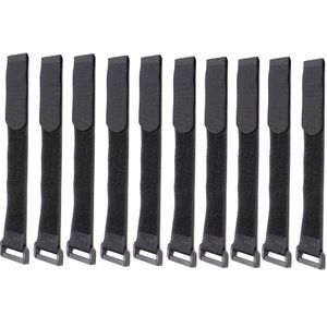 INF Wiederverwendbares Klettband Kabelband 10er-Pack Schwarz