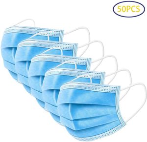 50 Einweg Gesichtsmasken 3-lagige Masken Mundschutz Schutz Infektionssichere Schutzmasken Atemmasken (50pcs)