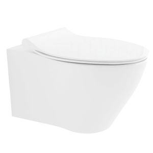 Alpenberger Keramik WC | Wand WC mit ohne Spülrand | Hänge Wc inkl. WC-Sitz | Antibakterielle Oberfläche & Hygienefreundlich |  europa