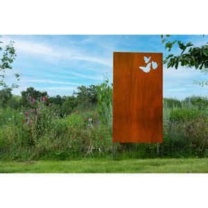 HOME DELUXE Sichtschutz BUTTERFLY - Made in Germany - 180 x 100 cm | Rost Gartenschild, Gartendeko