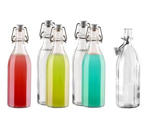 6x 12-Kant Glasflasche mit Bügelverschluss 500 ml Draht-Bügelflasche zum Einkochen