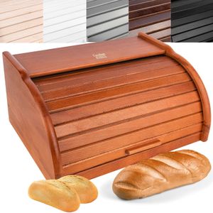 Creative Home Erle Brotkasten Holz | 38 x 28,5 x 17,5cm | Perfekte BrotBox für Brot Brötchen Kuchen | Brotkiste mit Roll-Deckel