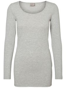 Vero Moda Damen Langarm-Shirt VmMaxi Rundhals Basic, Farbe:Grau, Größe:XXL