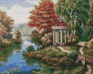 Diamentowa mozaika - Altanka nad rzeką 40x50cm Diamentowa mozaika - Altanka nad rzeką 40x50cm