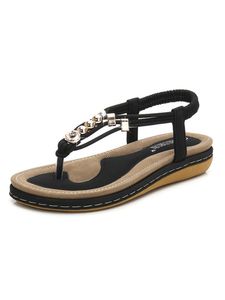 Damen Flache Schuhe Sommermode Flip-Flop Sandalen Runde Zehe Bequeme Gesunde Schuhe,Farbe:Schwarz,Größe: 39