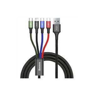 Baseus Kabel USB Kabel 4in1 Lightning / 2x USB Typ C / Micro USB Kabel mit Nylon geflochtenes 3.5A 1.2m schwarz (CA1T4-B01)