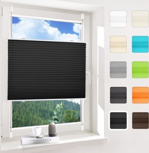 Allesin Plissee Klemmfix ohne Bohren, Schwarz 80x100cm (BxH), Plisseerollo Fensterrollo Jalousie mit Klemmträger, Blickdicht, Sichtschutz und Sonnenschutz, Easyfix, für Fenster und Tür