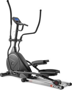 Hop-Sport Crosstrainer HS-160CF Stage mit 12 Trainingsprogrammen, Crosstrainer für Zuhause mit Transportrollen Grau
