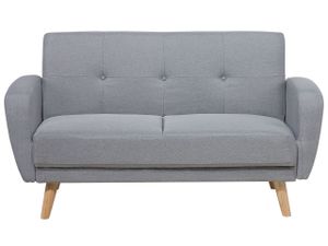 BELIANI 2-Sitzer Sofa Hellgrau Stoffbezug mit Holzbeinen Schlaffunktion Verstellbar Rechteckig Skandinavisch Modern Wohnzimmer Ausstattung Schlafsofa