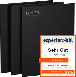 KOMOTO® BBQ Grillmatte (3er Set) 50x40 cm I Extra Dick I Grillmatten für Gasgrill und Holzkohle I Perfekte Alternative zur Grillplatte