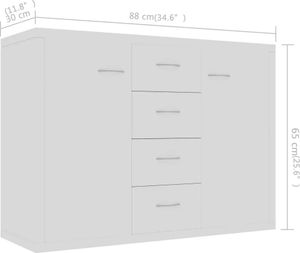 vidaXL Kredens biały 88 x 30 x 65 cm płyta wiórowa