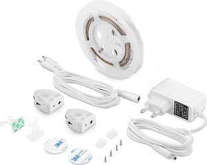 LED Streifen mit Bewegungsmelder Nachtlicht warmweiß 120cm Weiß | 1 LED Streifen, Bewegungssensor, dimmbar, Timer, Nachttischbeleuchtung, Bettbeleuchtung