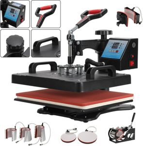 Hengda 8 in 1 Transferpresse Heatpress Heißpresse 1250W Mulitifunktional Hemdenpresse Max. 250 °C T-Shirtpresse Becherpresse LCD-Anzeige Schwarz