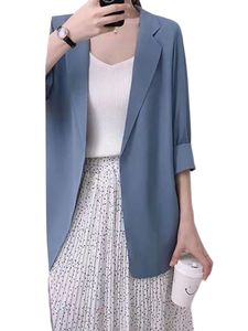 Damen Blazer Langarm Cardigan Outwear Casual Outdoor Mantel Langarmshirt Bluses Top Blau,Größe M