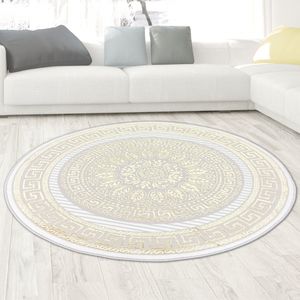 Teppich mit orientalischem Flair | | weiß gold Größe - 120 cm Rund