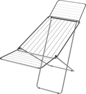 Posten Anker Wäscheständer aus Aluminium, leicht und stabil, ausklappbare Flügel, 18m Trockenlänge, platzsparend zusammenklappbar, für Kleidung, Handtücher und Bettwäsche, Silber