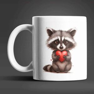 Waschbär I Love You Valentinstag Kaffeetasse Teetasse Tasse Geschenkidee – 4997156-Waschbar-01