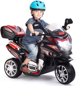 GOPLUS 6V Elektro Kindermotorrad mit 3 Rädern, Elektromotorrad inkl. Licht & Pedal & Aufbewahrungskiste & Musik, Elektro-Dreirad für Kinder von 3 bis 7 Jahre alt