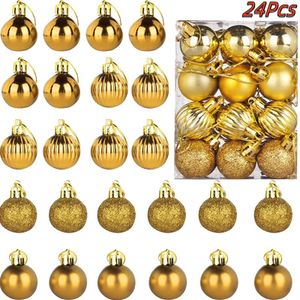 24 Stück Christbaumkugeln für Weihnachtsbaum, Weihnachtsbaumschmuck, Weihnachtsbaumkugeln, Weihnachtskugeln, Gold
