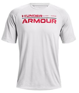 Under Armour Herren Sport-Freizeit-T-Shirt UA TECH 2.0 WORDMARK SS grau rot, Größe:L