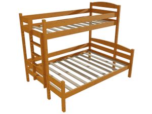 Patrová postel s rozšířeným spodním lůžkem PPS 001 (Rozměr: 90/140 x 200 cm, Umístění žebříku: vlevo, Barva dřeva: moření olše)
