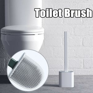 Miixia Silikon Toilettenbürste mit Klobürste Halter Klobürste WC Bürste Brush Halter Weiss