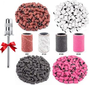 100 Stück Schleifhülsen Nagelfräser mit Eine Silberne Achse, Körnung 80/120/180/240 Nagelfräser Aufsätze für Maniküre, Pediküre, Polieren und Peeling der Haut verwendet