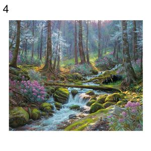 Waldstrom Lake Tower Ölgemälde nach Zahl Wand DIY Craft Home OfficeNachbildungNachbildung-4#
