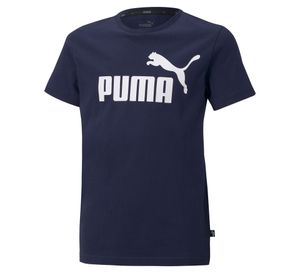 PUMA Jungen T-Shirt - Baumwolle, einfarbig, Logo-Print, Rundhals Blau 164