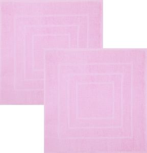 Betz 2 Stück Badvorleger 60x60 cm PALERMO Badematte Badteppich Duschvorleger 100% Baumwolle 680g/m²  Farbe: rosé