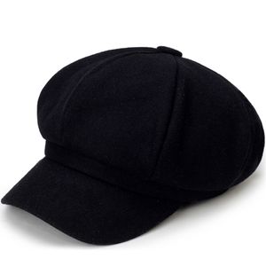 Hüte für Damen Baskenmütze Caps Herbst Winter Damen Achteckiger Hut Lässige Mode Baskenmütze Malerhut,Schwarz