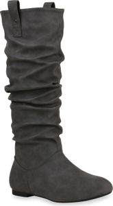 Mytrendshoe Botki damskie wsuwane Ciepłe Botki sznurowane Nity Buty zimowe 820242, Kolor: Szary, Rozmiar: 38