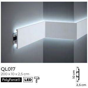 Lichtleisten Zierleiste Stuckprofil von Mardom Decor QL017 ScratchShield LED geeignet 200,00 x 10,00 x 2,50 cm