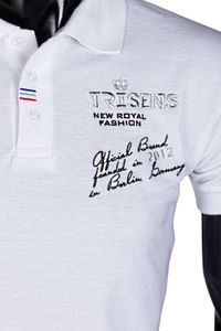 Trisens Herren Polo Shirt Slim Fit, Farbe:Weiß, Größe:XXL