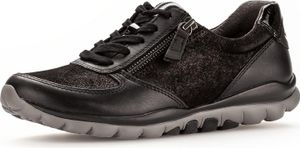 Gabor Low Sneaker damskie skórzane i tekstylne czarne Rozmiar: 5½