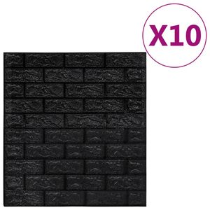vidaXL 3D tapety Brick Samolepiace 10 ks Black