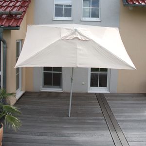 Slunečník N23, zahradní slunečník, 2x3m obdélníkový nakloněný, polyester/hliník 4,5kg UV ochrana 50+  krémový