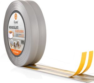 QUEST Mäkká samolepiaca lišta, obloženie stien kuchyne a kúpeľne, tesniaca páska z PVC, flexibilná uhlová lišta, sivá, 25x15mm, 5m