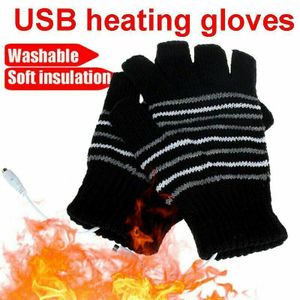 Melario Herren Damen Fingerlose Handschuhe USB Beheizbare Winter Fingerless Gloves