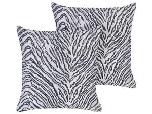 BELIANI Set von 2 dekorativen Kissen Schwarz und Weiß Zebrastreifen 45 x 45 cm Modernes Safari Dekor