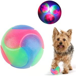 3 Stück Blinkender elastischer Ball,Hundeball,leuchtet im Dunkeln, interaktives Spielzeug für Welpen, Katzen, Hunde