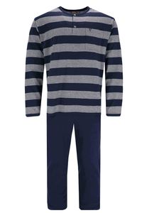 Hajo Klima Light Schlafanzug Bügelfreies Material mit mercerisierter Baumwolle, Lange Hose und Langarm-Shirt mit kurzer Knopfleiste, Bequeme Passform