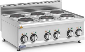 Royal Catering Gastro elektrický sporák - 12 kW - 6 platní - 90 x 65 cm - Pro 650 Series -