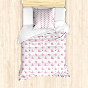 ABAKUHAUS Baby Mantele, Hearts and Whales Liebe, Milbensicher Allergiker geeignet mit Kissenbezügen, 135 cm x 200 cm - 80 x 80 cm, rosa, Weiß,